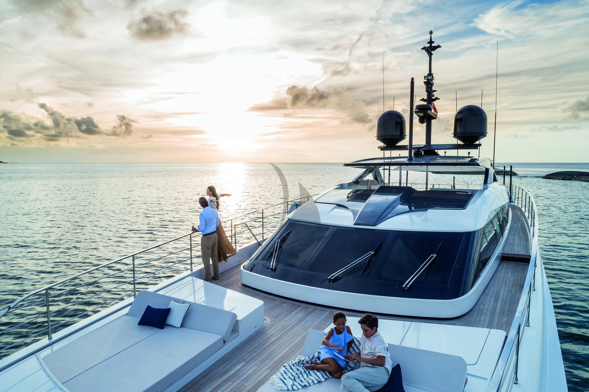 a group of people on a boat aboard NEVER BLUE Yacht for Sale