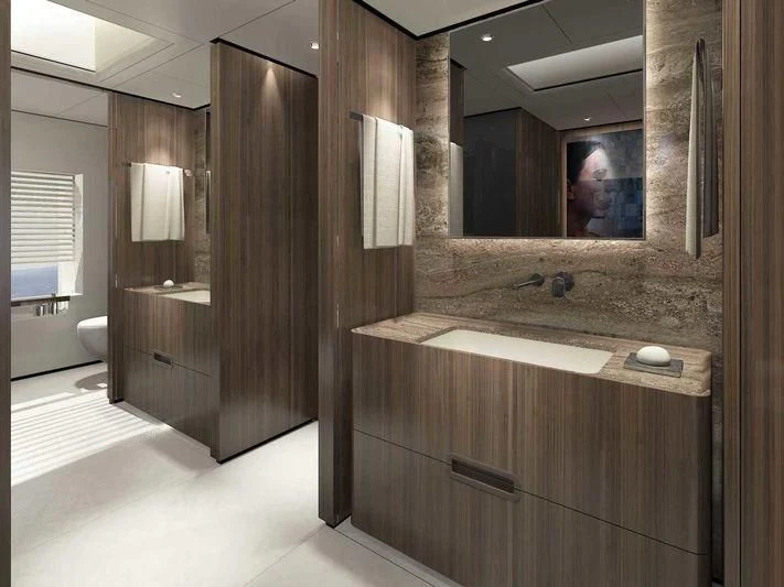 a bathroom with a large counter aboard NEVER BLUE Yacht for Sale