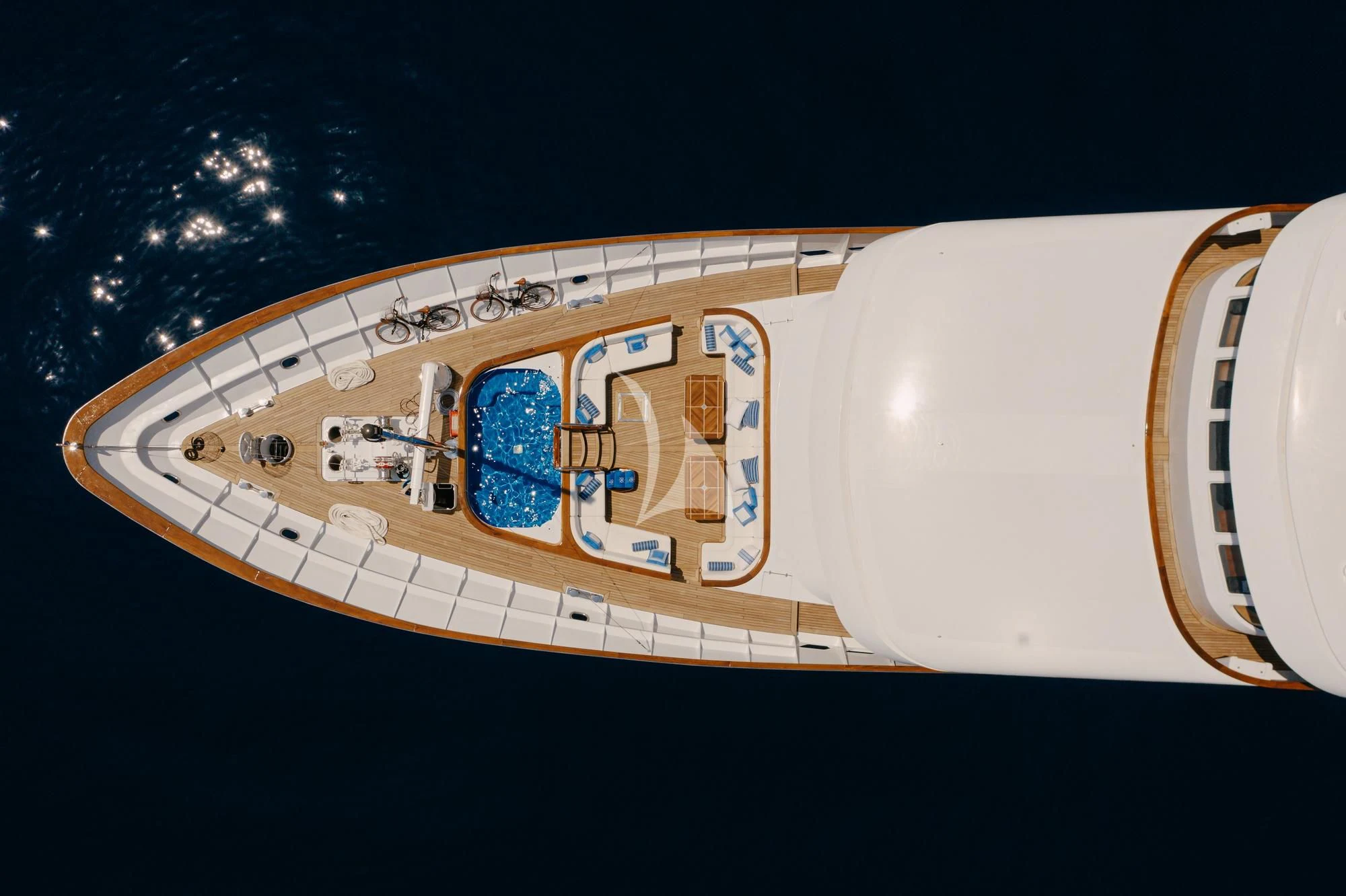 a space ship with a planet in the background aboard ITOTO Yacht for Charter