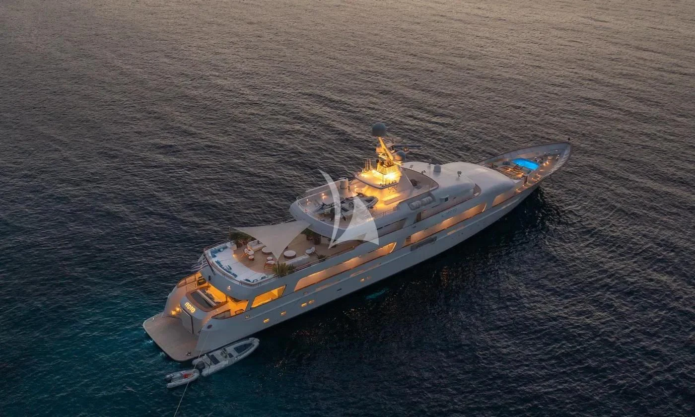 a boat with a fire on it aboard ITOTO Yacht for Charter