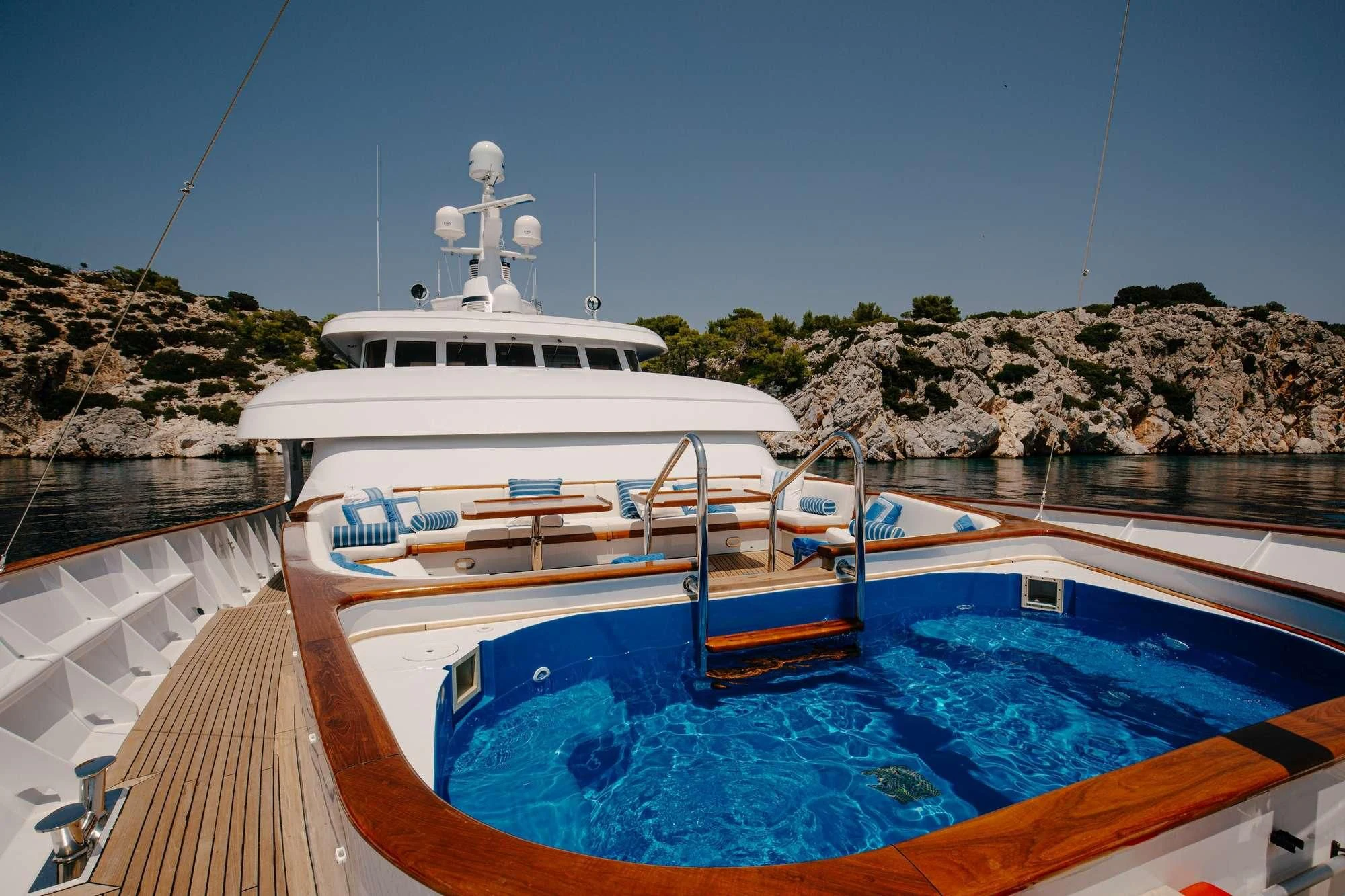 a boat in a pool aboard ITOTO Yacht for Charter