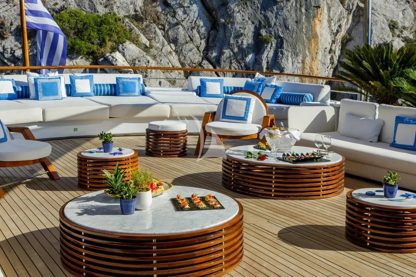 a table with food on it aboard ITOTO Yacht for Charter