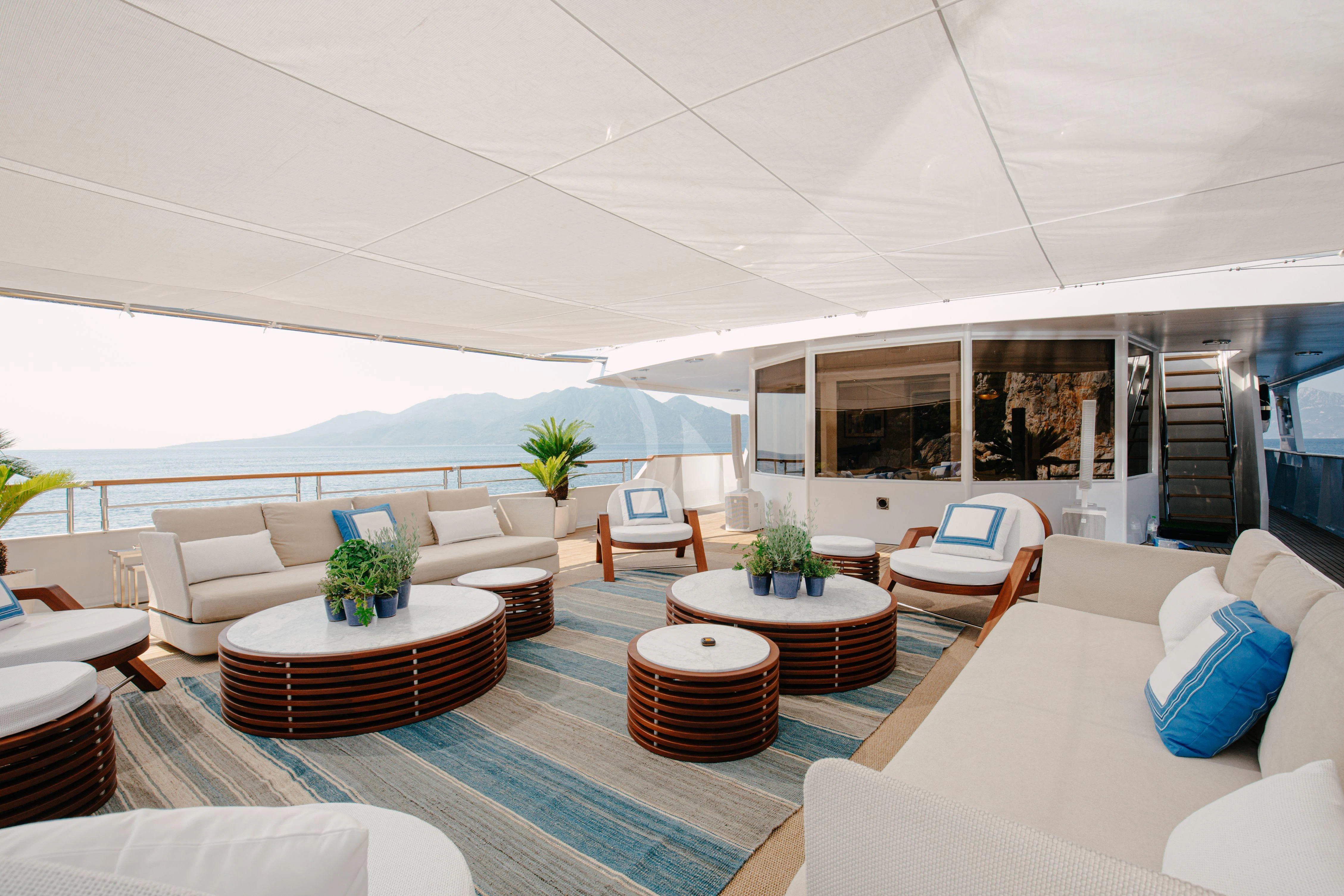 a living room with a pool aboard ITOTO Yacht for Charter