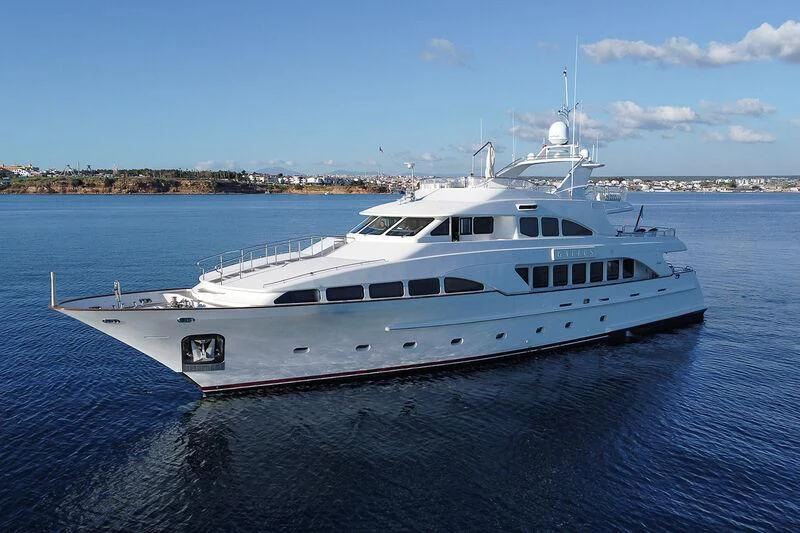 a large white yacht aboard GALLUS Yacht for Sale