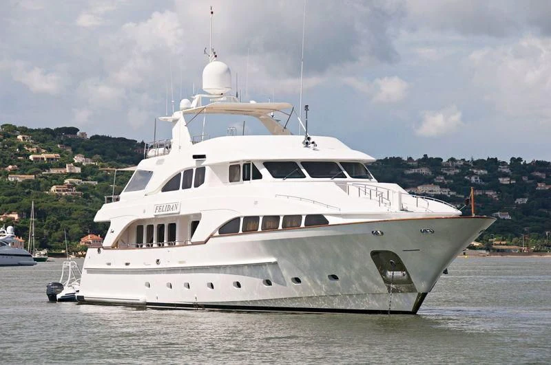 a large white yacht aboard GALLUS Yacht for Sale