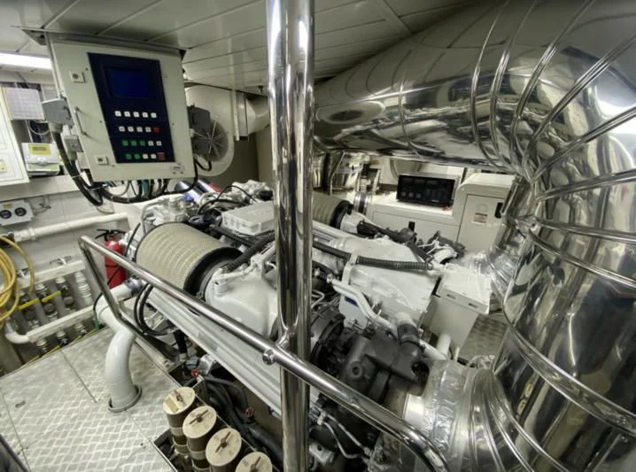 a room with machinery aboard GALLUS Yacht for Sale