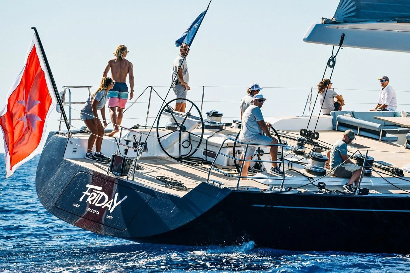 people on a boat aboard INTO THE SUNSET Yacht for Sale