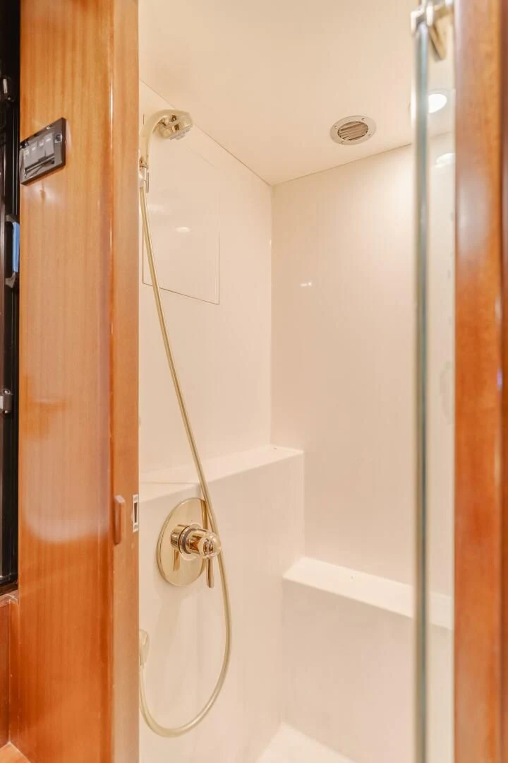 a shower with a handle aboard AL DI LA Yacht for Sale