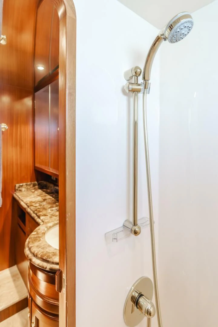 a shower with a sink aboard AL DI LA Yacht for Sale