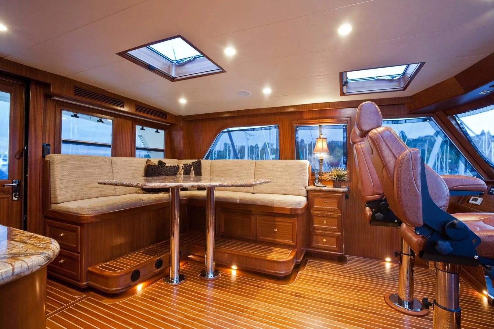 a room with a desk and chairs aboard AL DI LA Yacht for Sale