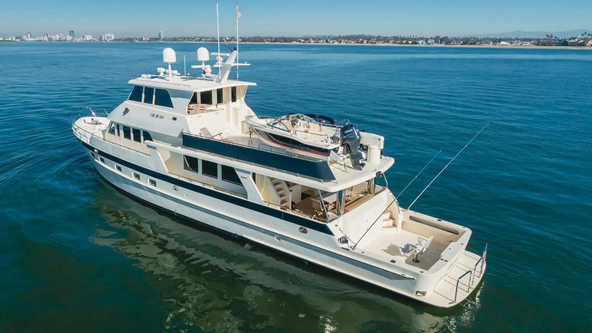 a boat on the water aboard AL DI LA Yacht for Sale