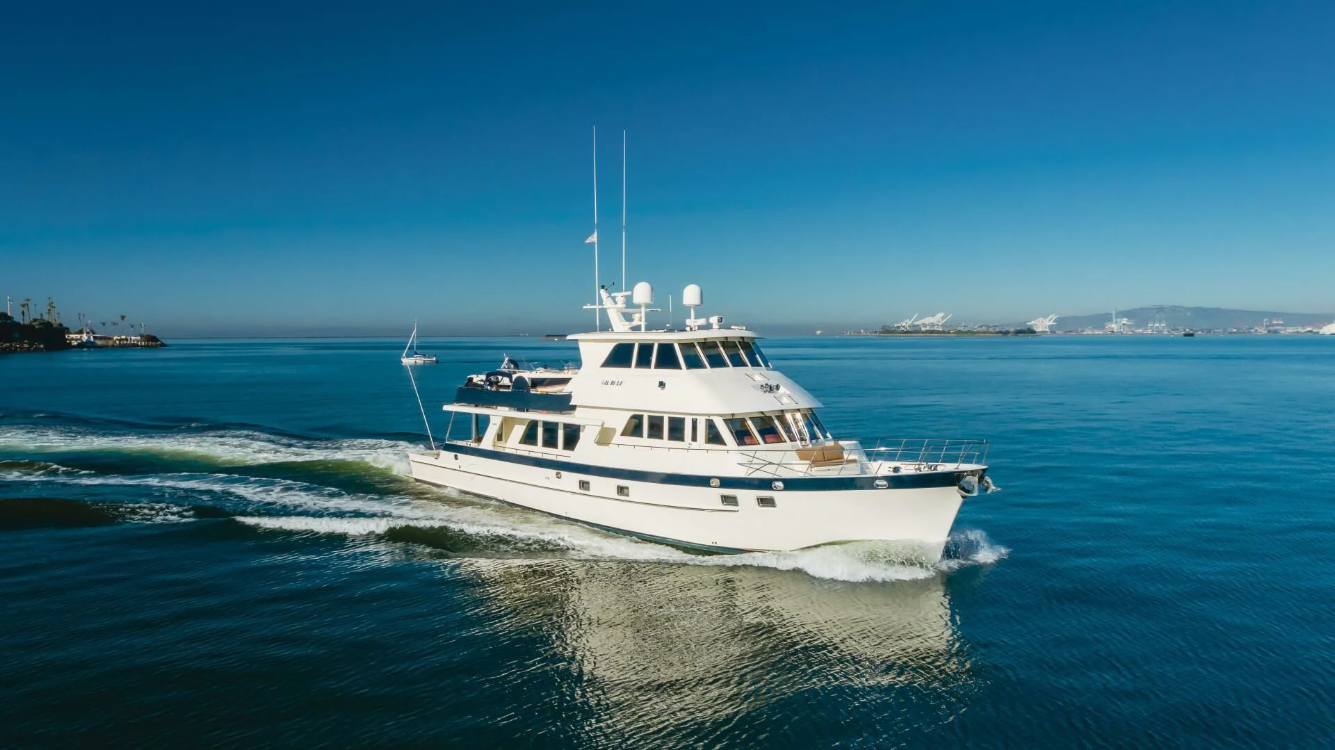 a white boat on the water aboard AL DI LA Yacht for Sale