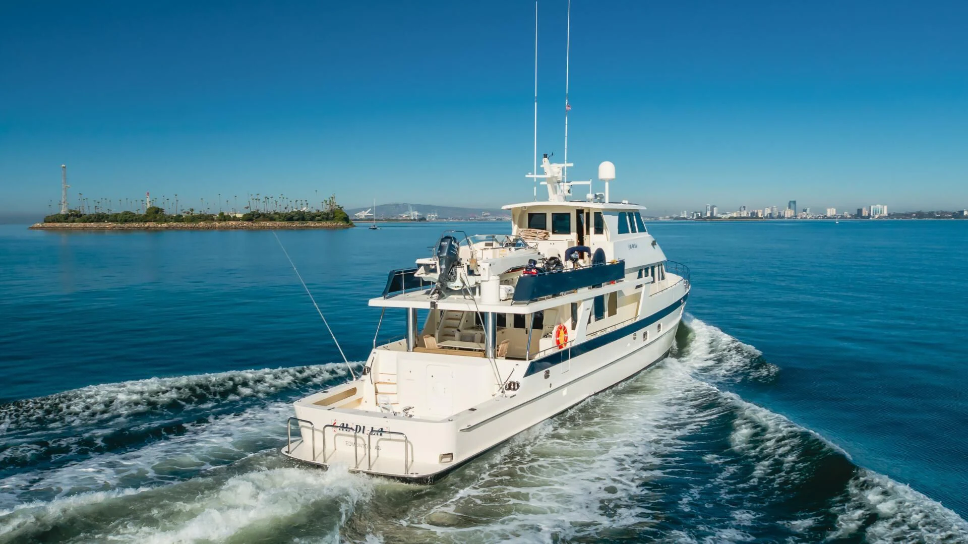 a boat on the water aboard AL DI LA Yacht for Sale