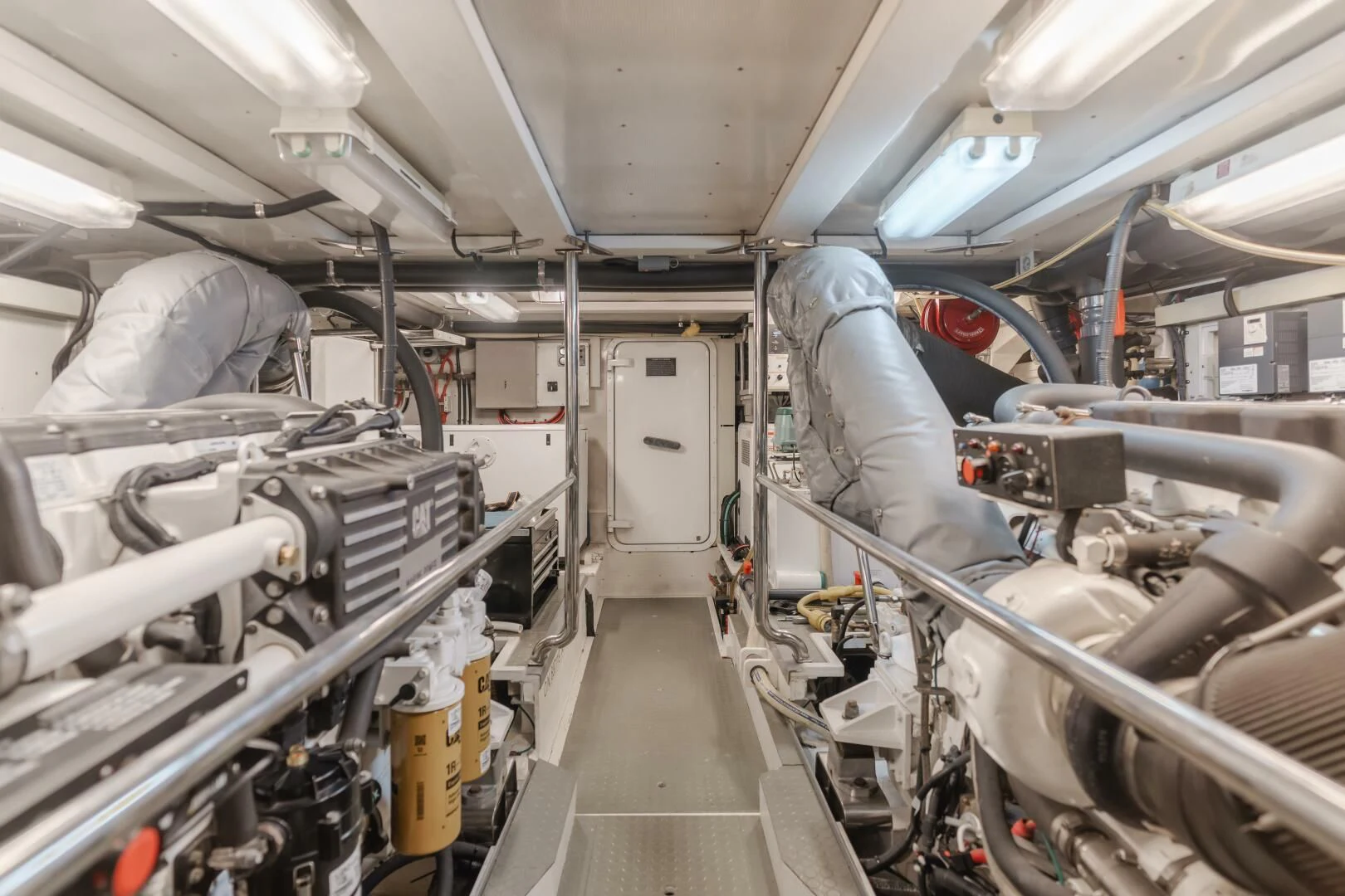 a room with pipes and tubes aboard AL DI LA Yacht for Sale
