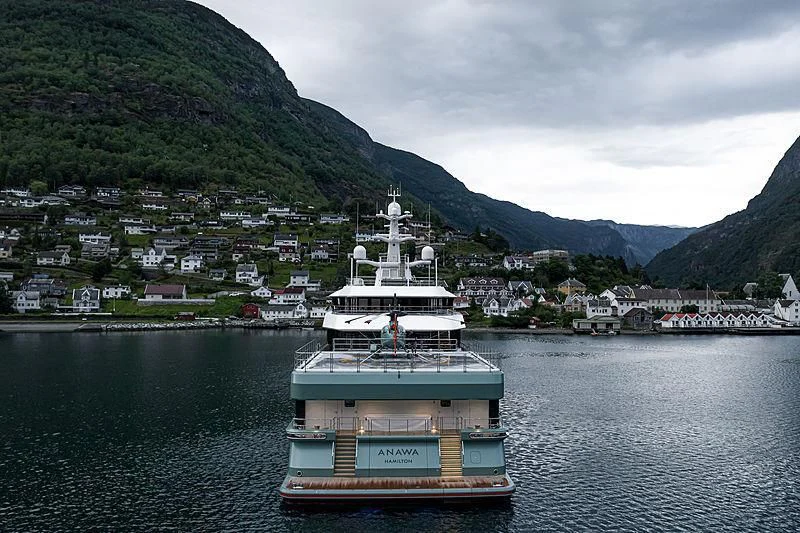 a large boat in the water aboard ANAWA Yacht for Sale