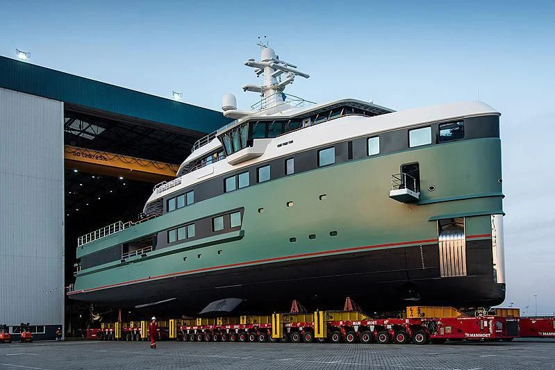 a large ship docked aboard ANAWA Yacht for Sale