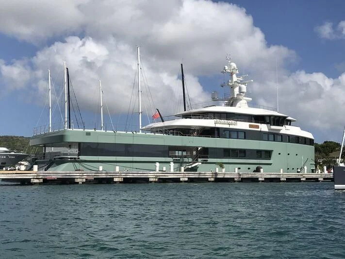 a large boat in the water aboard ANAWA Yacht for Sale