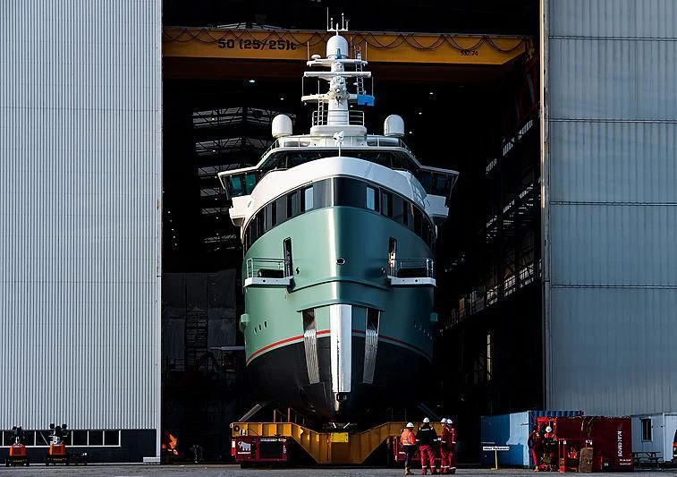 a space shuttle in a city aboard ANAWA Yacht for Sale