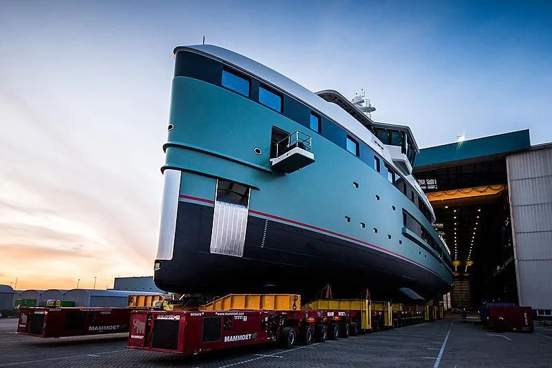 a large blue container aboard ANAWA Yacht for Sale
