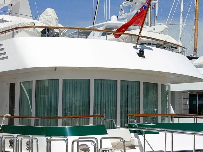 a plane flying over a building aboard HUD HUD Yacht for Sale