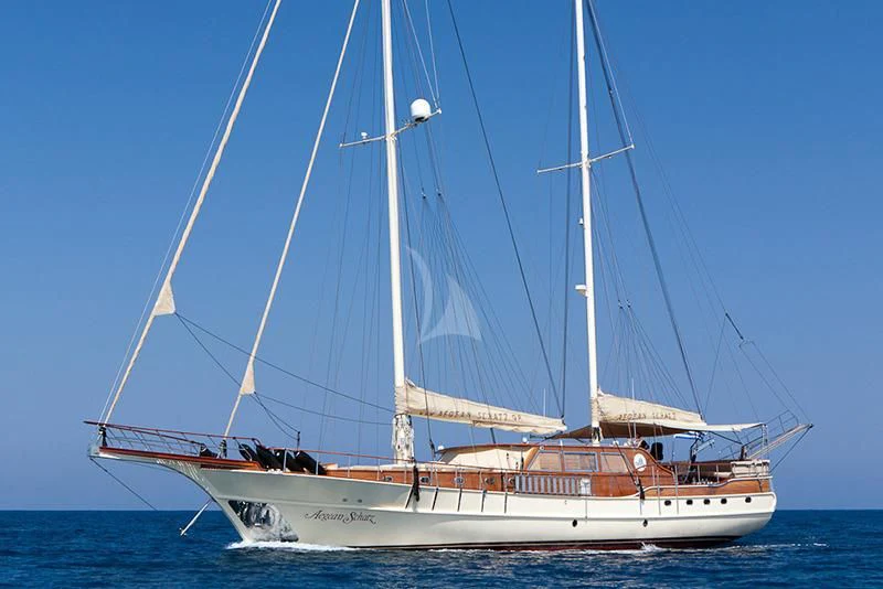 a boat sailing on the sea aboard SCHATZ Yacht for Sale