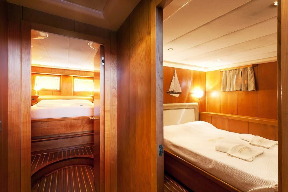 a room with bunk beds aboard SCHATZ Yacht for Sale