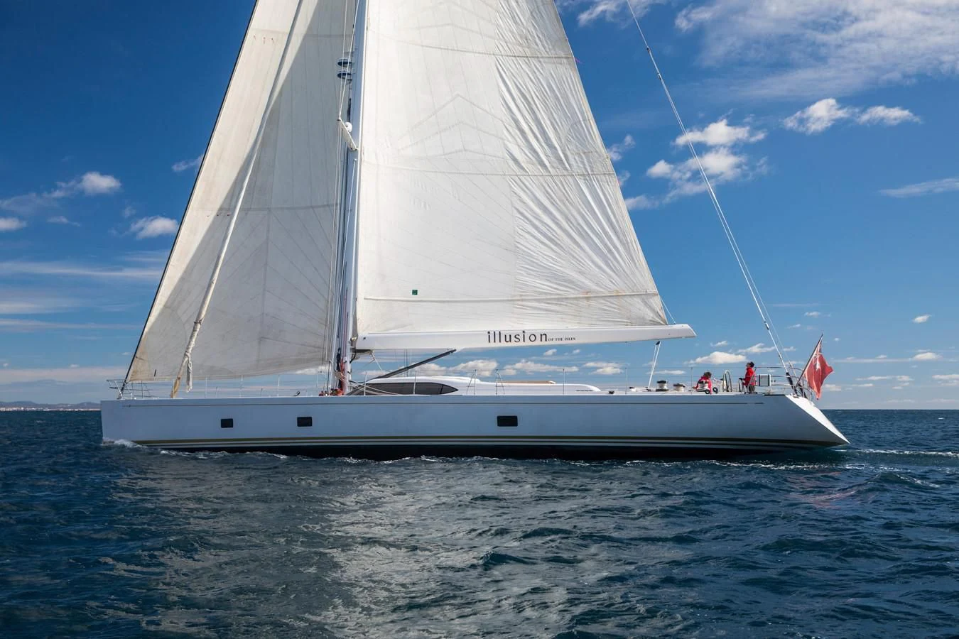 a white sailboat on the water aboard MEDUSA Yacht for Sale