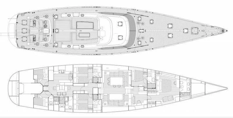 diagram, engineering drawing aboard MEDUSA Yacht for Sale