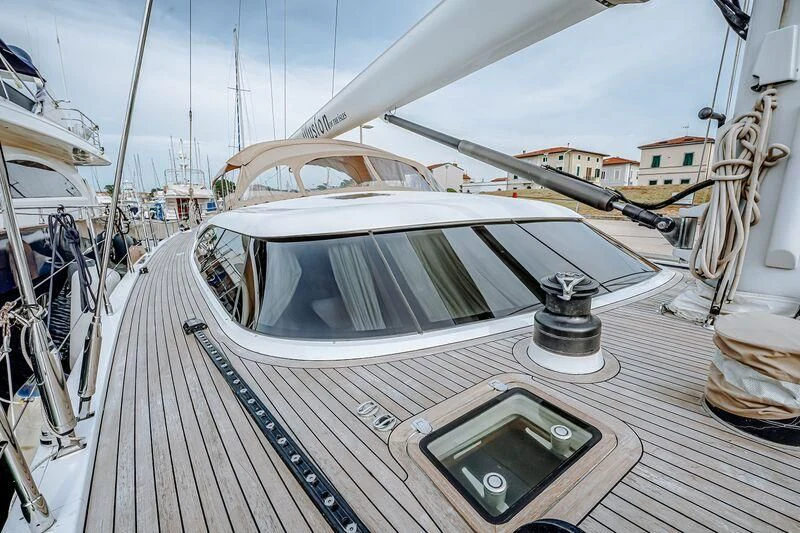 a boat on a deck aboard MEDUSA Yacht for Sale