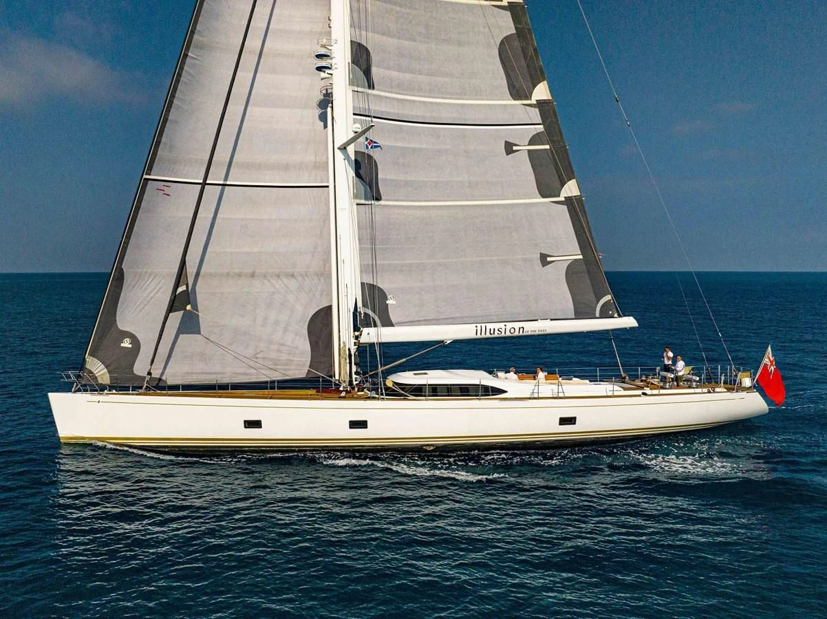 a white sailboat on the water aboard MEDUSA Yacht for Sale