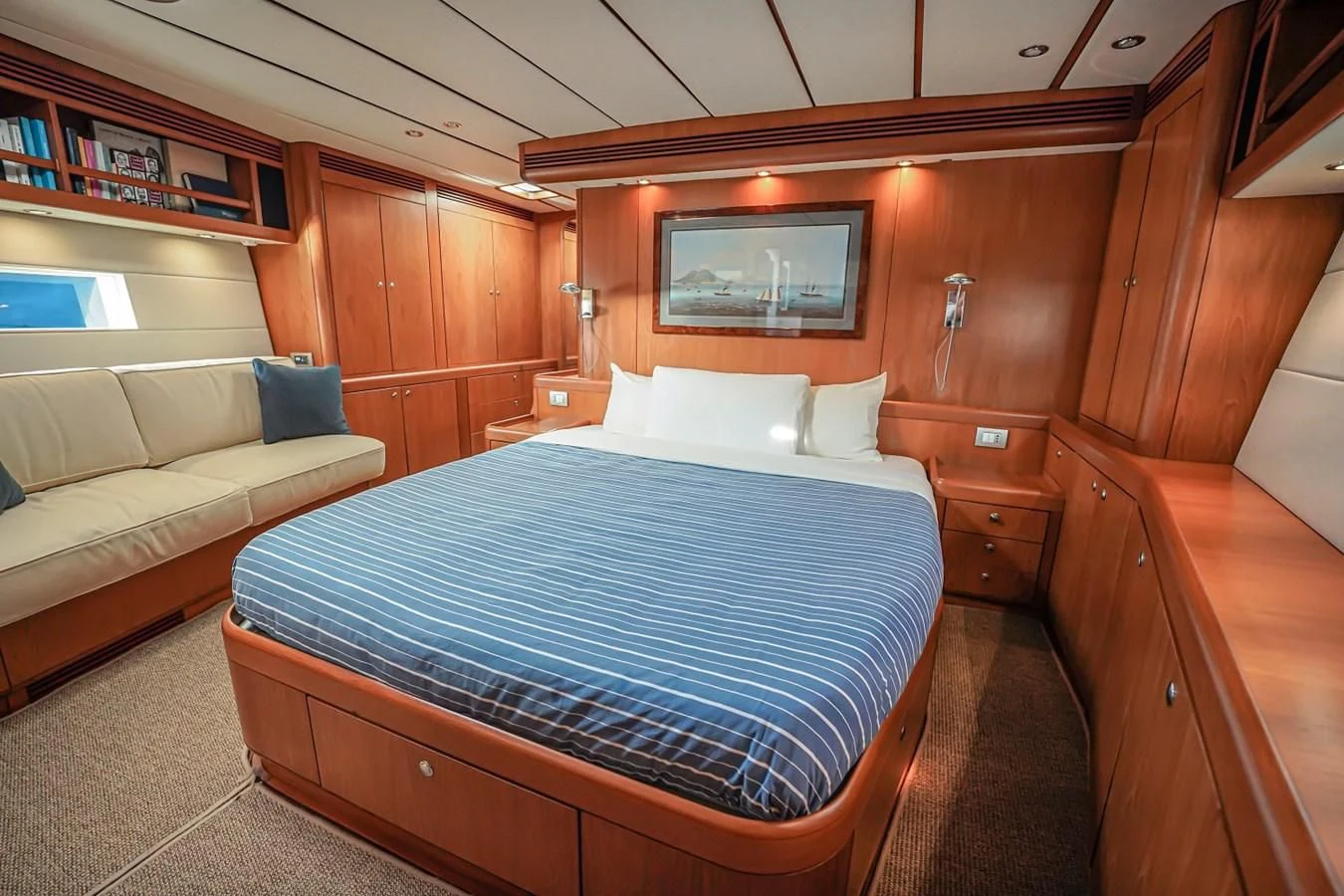 a bed in a cabin aboard MEDUSA Yacht for Sale