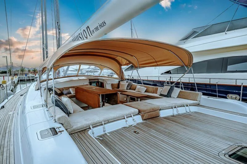 a boat with a canopy aboard MEDUSA Yacht for Sale
