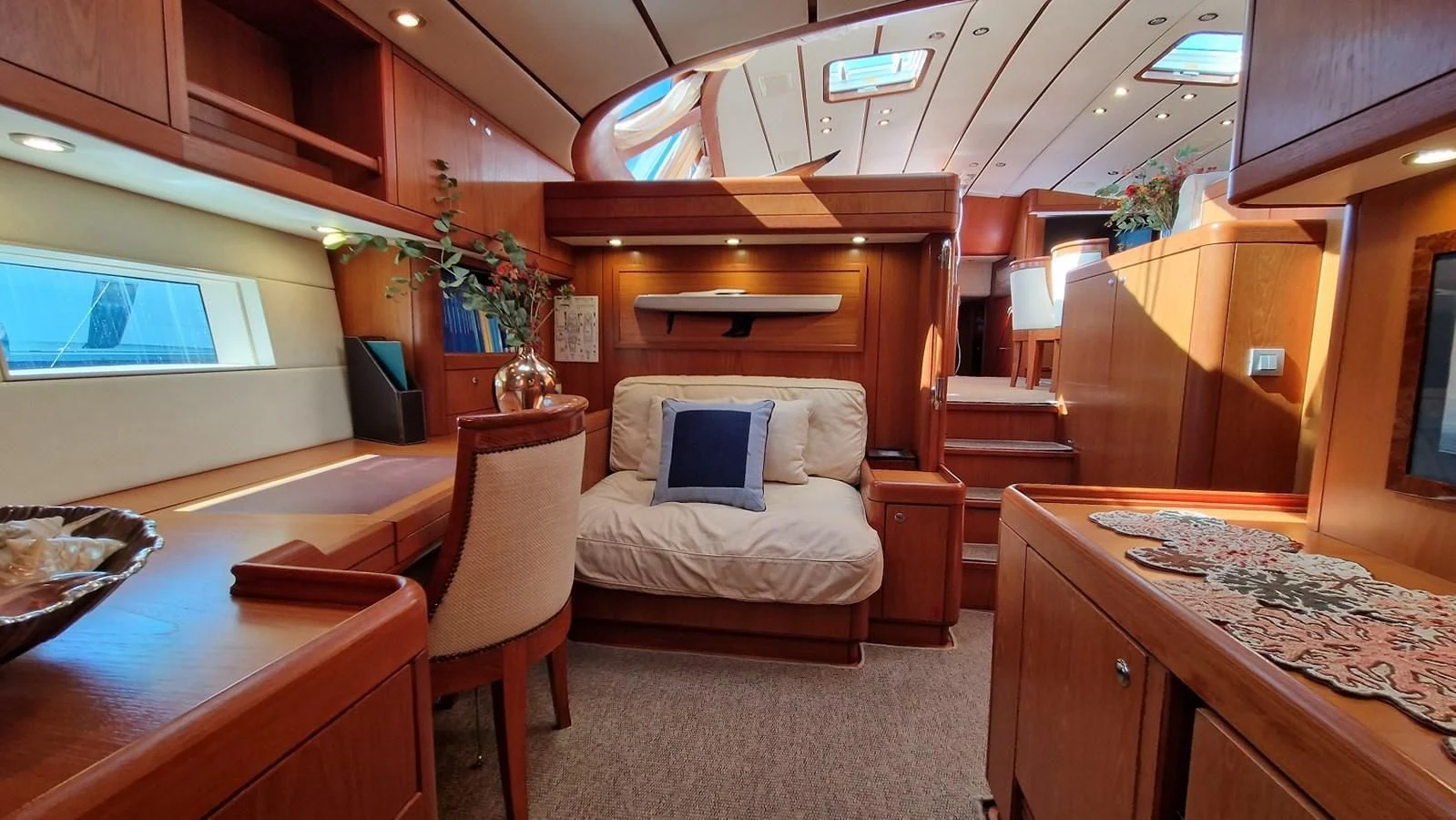 a room with a bed and a desk aboard MEDUSA Yacht for Sale