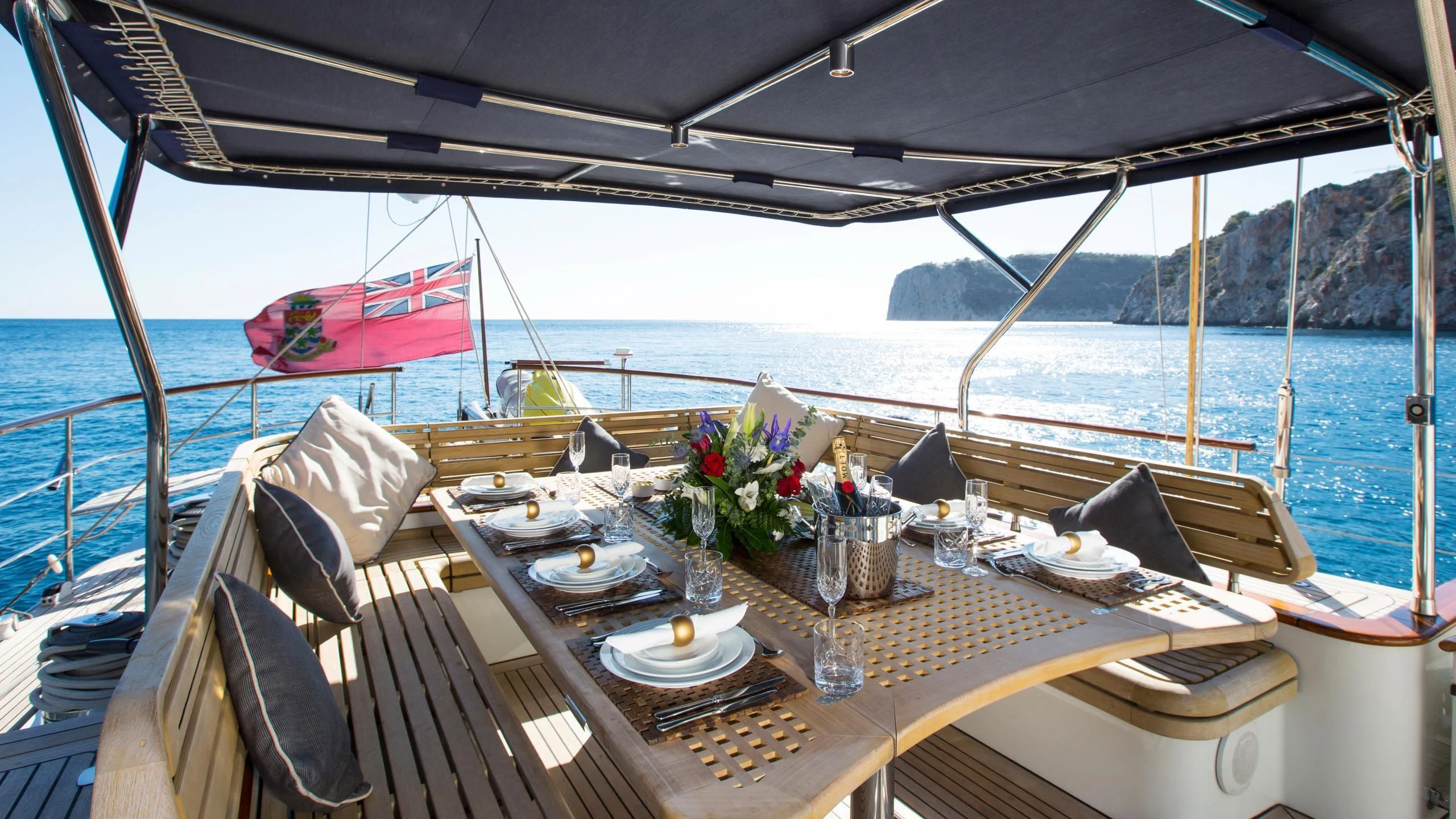 a table on a boat aboard INFATUATION Yacht for Sale