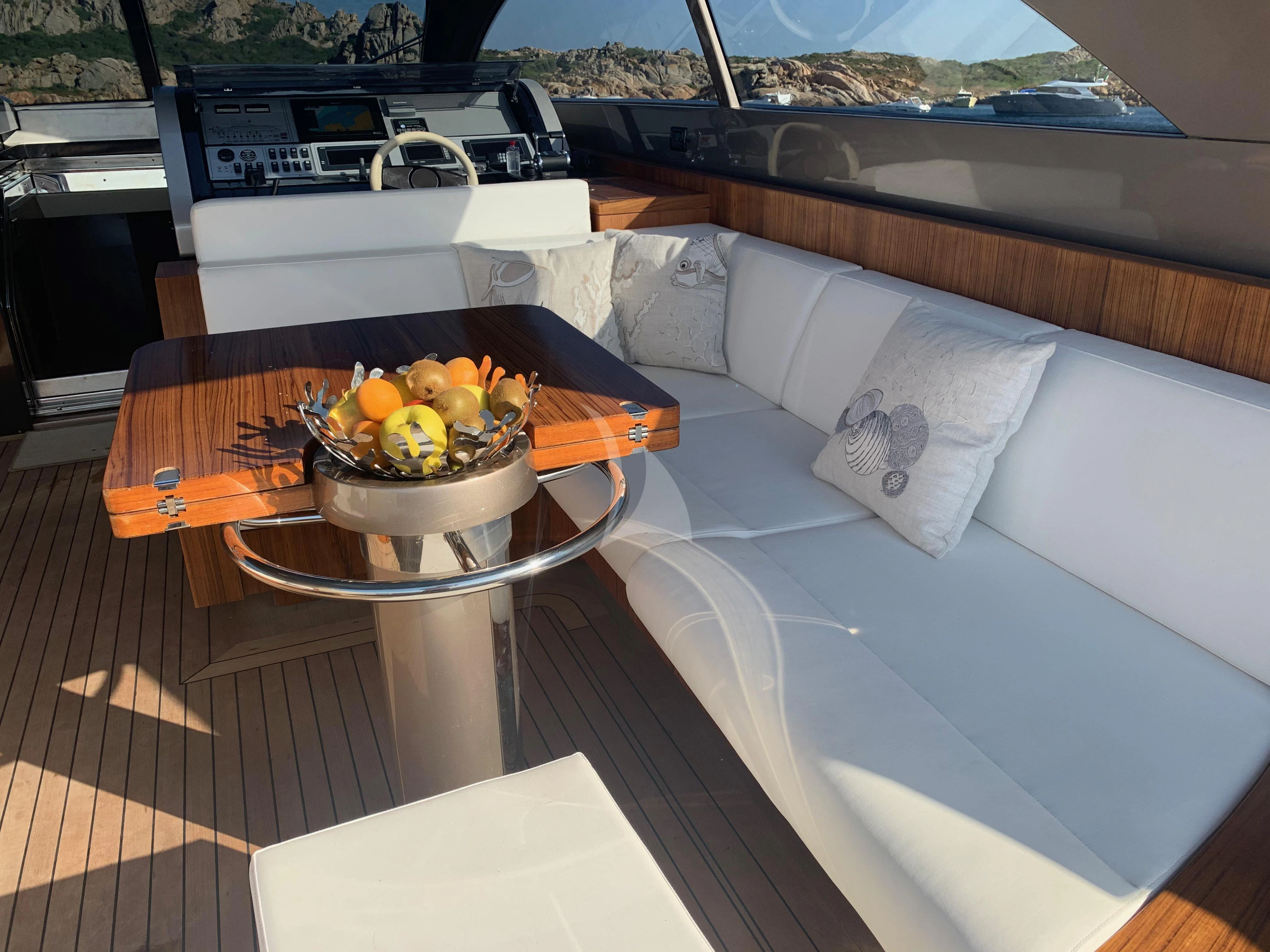 a bowl of fruit on a table aboard ALTER EGO Yacht for Sale