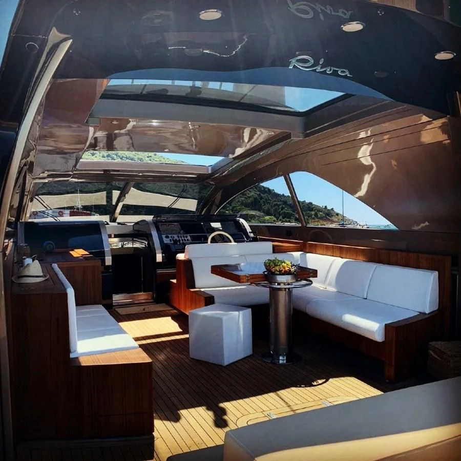 a room with a table and chairs aboard ALTER EGO Yacht for Sale