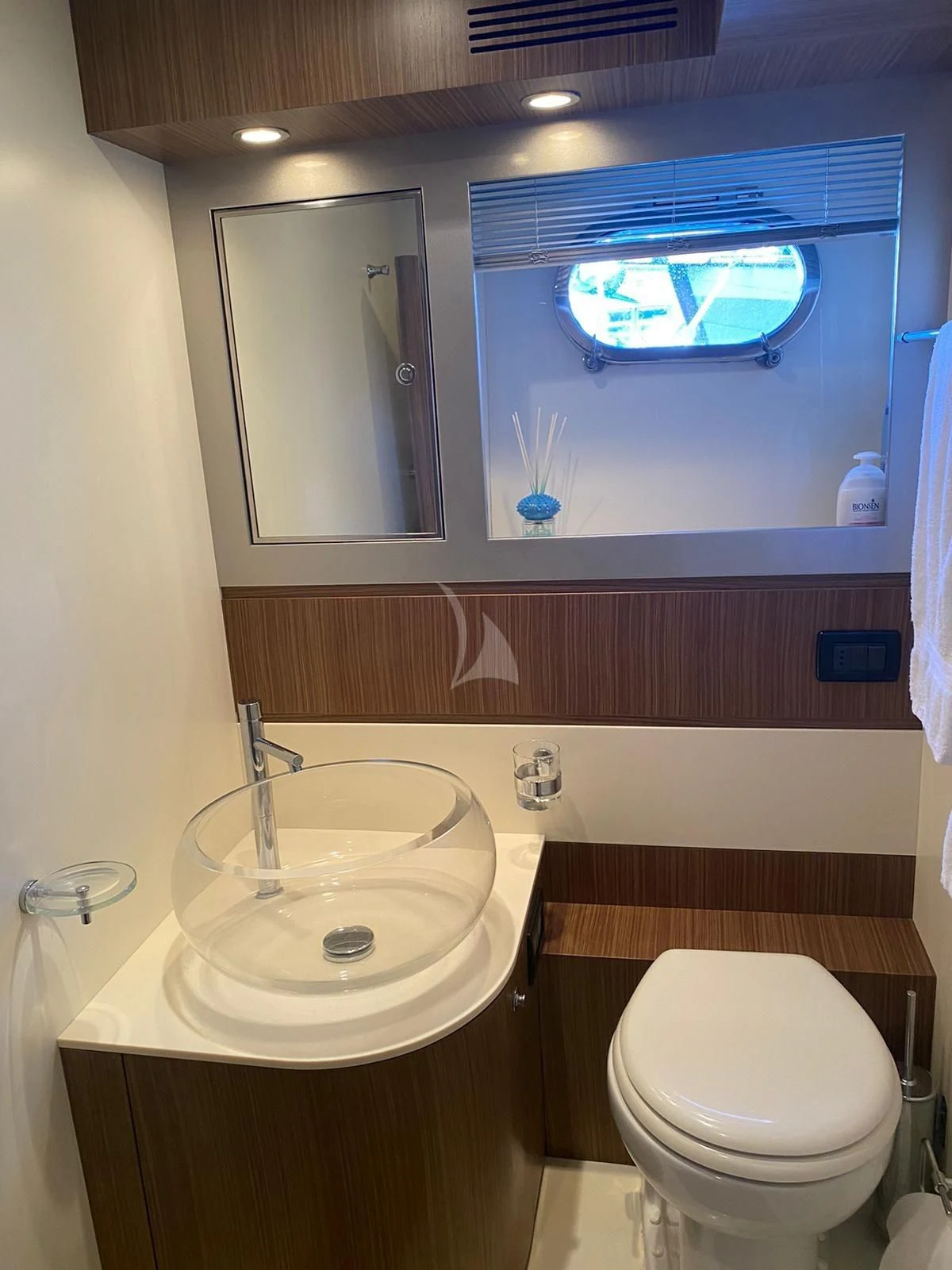 a bathroom with a sink and a toilet aboard ALTER EGO Yacht for Sale
