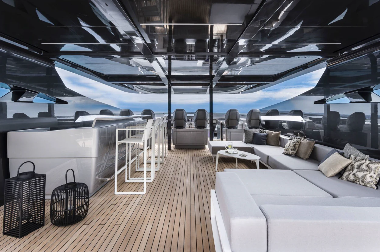 inside of a yacht aboard PERSHING 140 Yacht for Sale