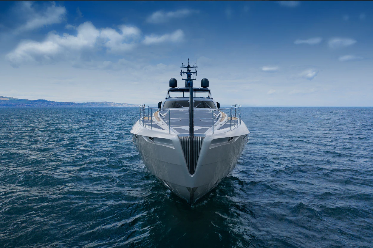 a boat in the water aboard PERSHING 140 Yacht for Sale