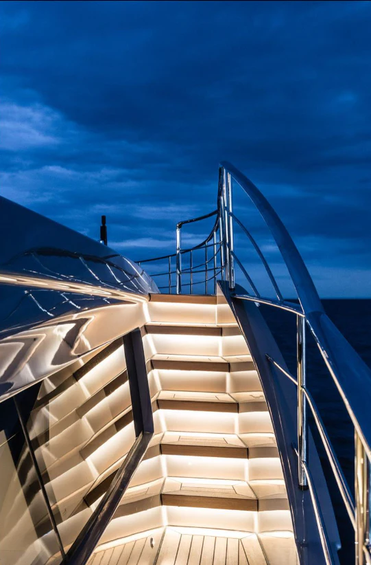a building with a metal frame aboard PERSHING 140 Yacht for Sale