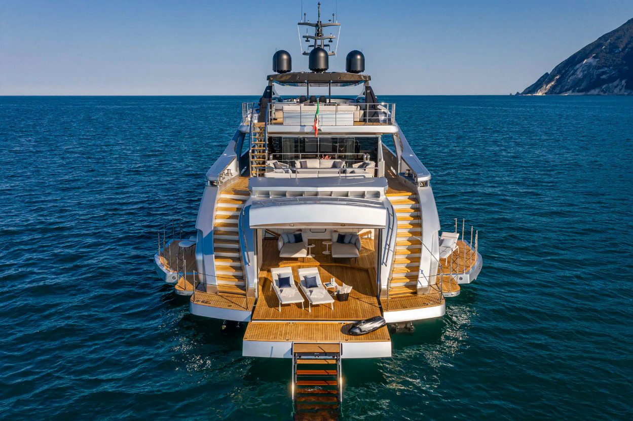 a boat in the water aboard PERSHING 140 Yacht for Sale