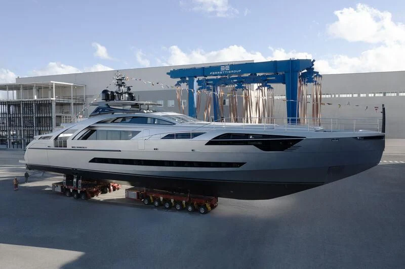 a large white yacht aboard PERSHING 140 Yacht for Sale
