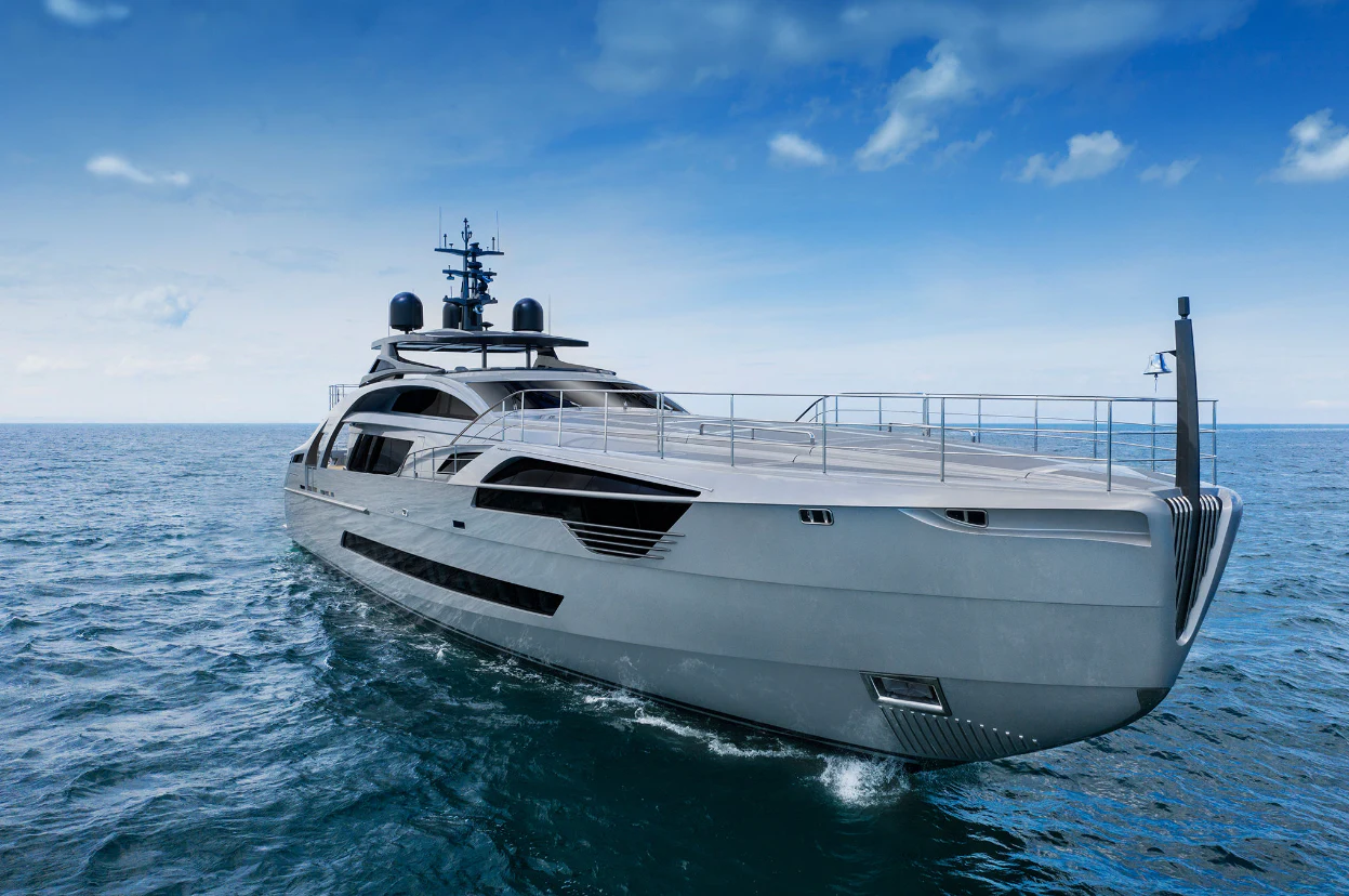 a white yacht in the water aboard PERSHING 140 Yacht for Sale