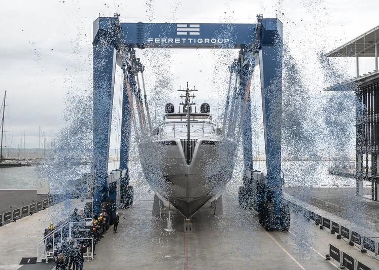 a large ship in a body of water aboard PERSHING 140 Yacht for Sale