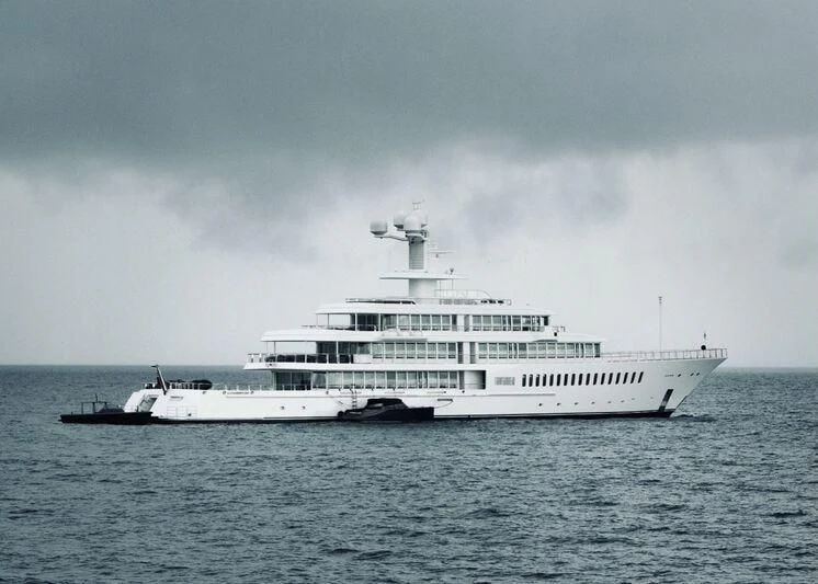 a large white ship in the water aboard FOUNTAINHEAD Yacht for Sale