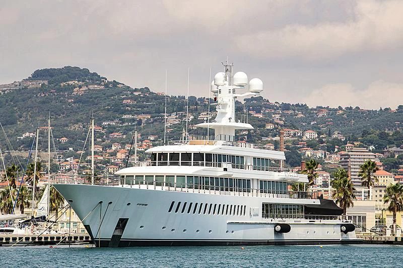 a large white boat in the water aboard FOUNTAINHEAD Yacht for Sale