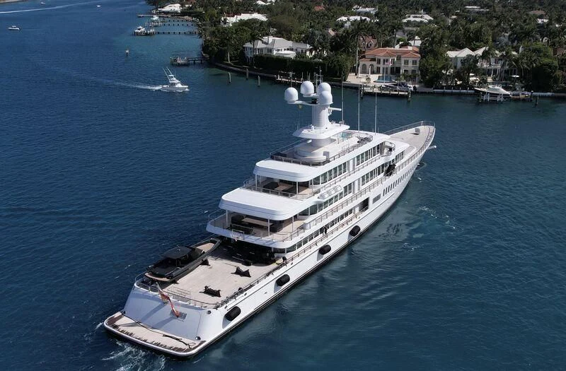 a large white ship in the water aboard FOUNTAINHEAD Yacht for Sale