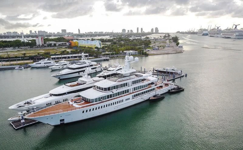 a large cruise ship in the water aboard FOUNTAINHEAD Yacht for Sale