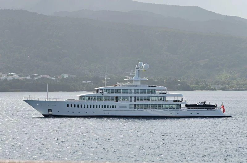 a large white ship in the water aboard FOUNTAINHEAD Yacht for Sale
