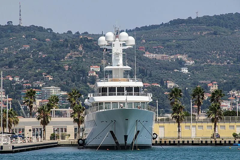 a large white ship in the water aboard FOUNTAINHEAD Yacht for Sale